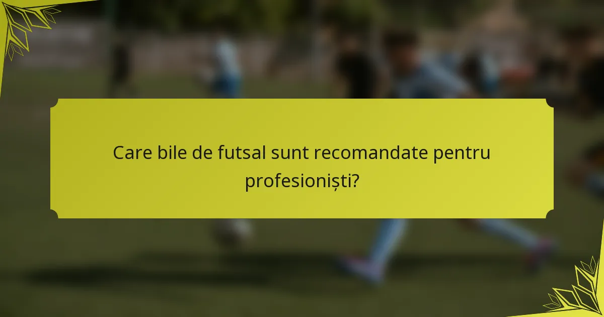 Care bile de futsal sunt recomandate pentru profesioniști?