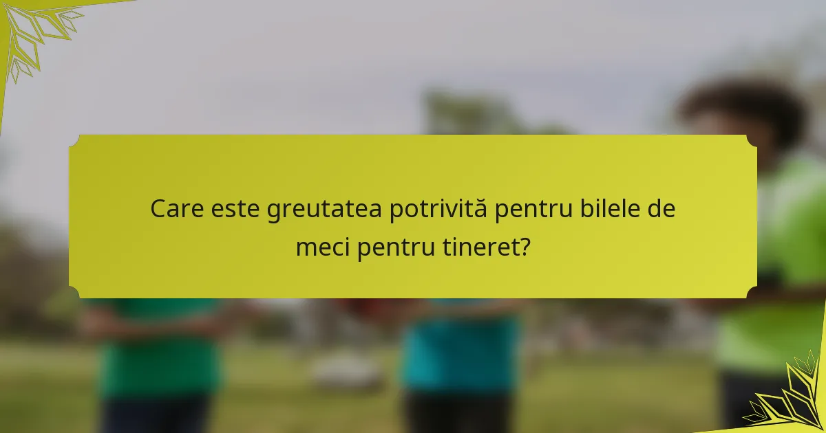 Care este greutatea potrivită pentru bilele de meci pentru tineret?