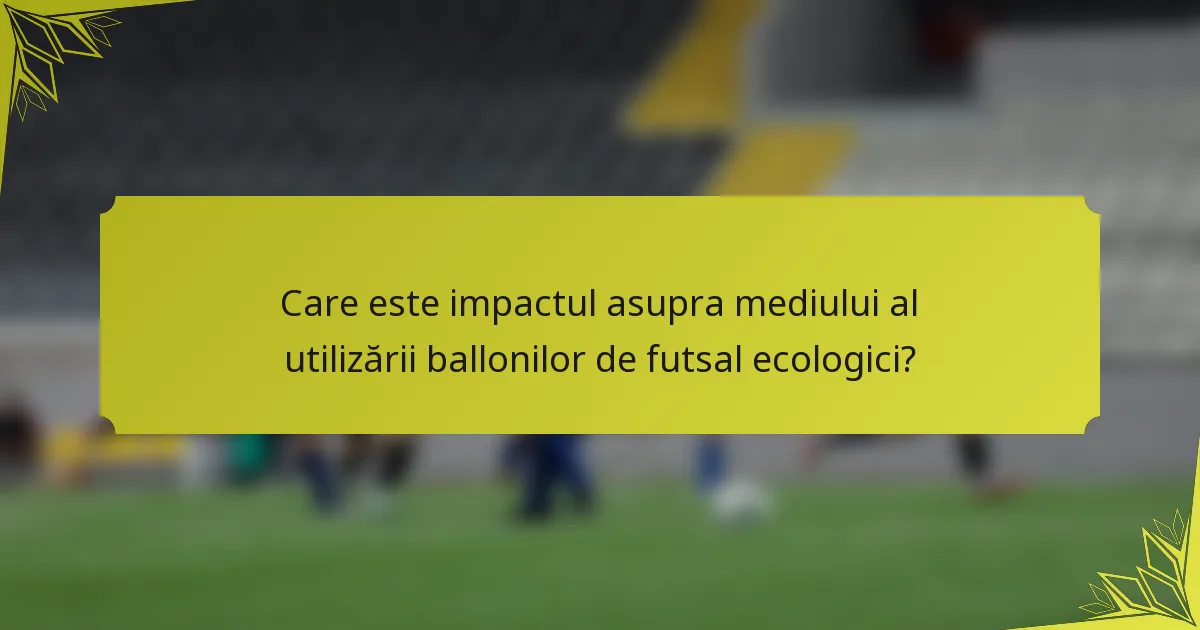 Care este impactul asupra mediului al utilizării ballonilor de futsal ecologici?