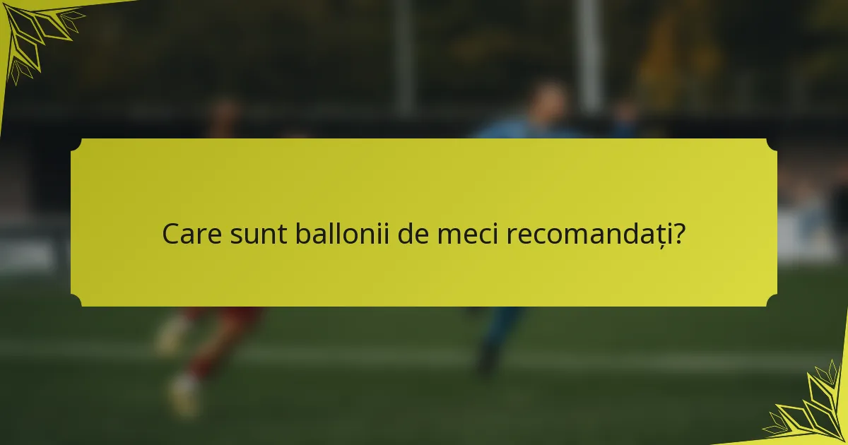 Care sunt ballonii de meci recomandați?