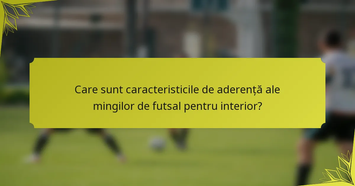 Care sunt caracteristicile de aderență ale mingilor de futsal pentru interior?