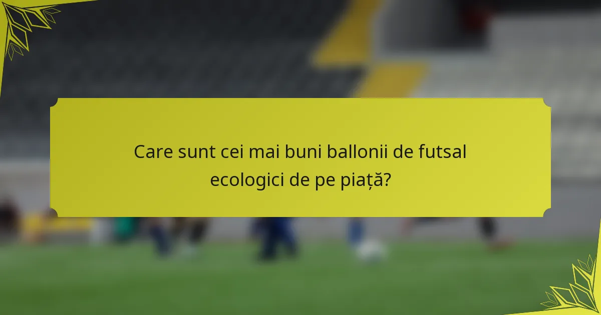 Care sunt cei mai buni ballonii de futsal ecologici de pe piață?
