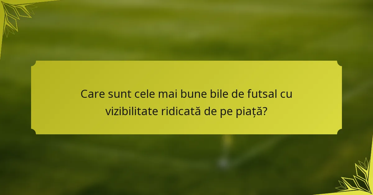 Care sunt cele mai bune bile de futsal cu vizibilitate ridicată de pe piață?