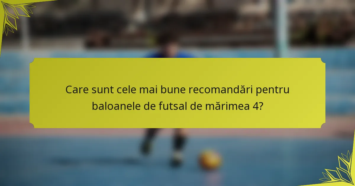 Care sunt cele mai bune recomandări pentru baloanele de futsal de mărimea 4?