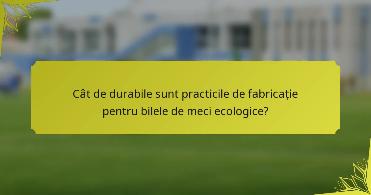 Cât de durabile sunt practicile de fabricație pentru bilele de meci ecologice?