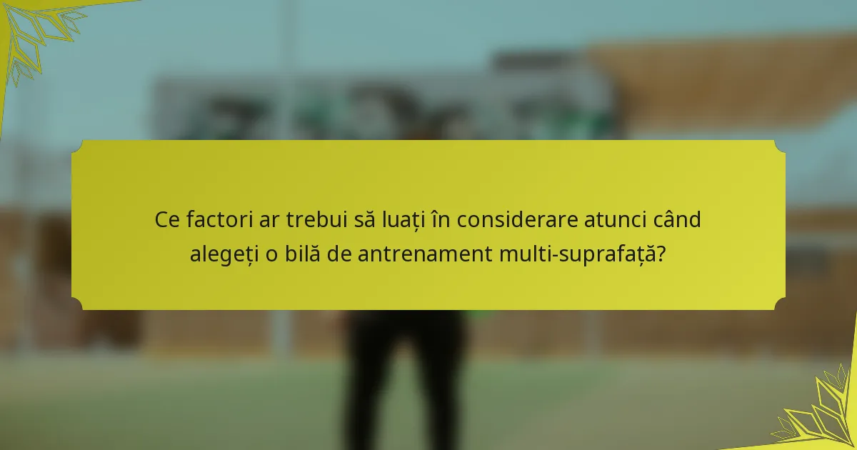 Ce factori ar trebui să luați în considerare atunci când alegeți o bilă de antrenament multi-suprafață?