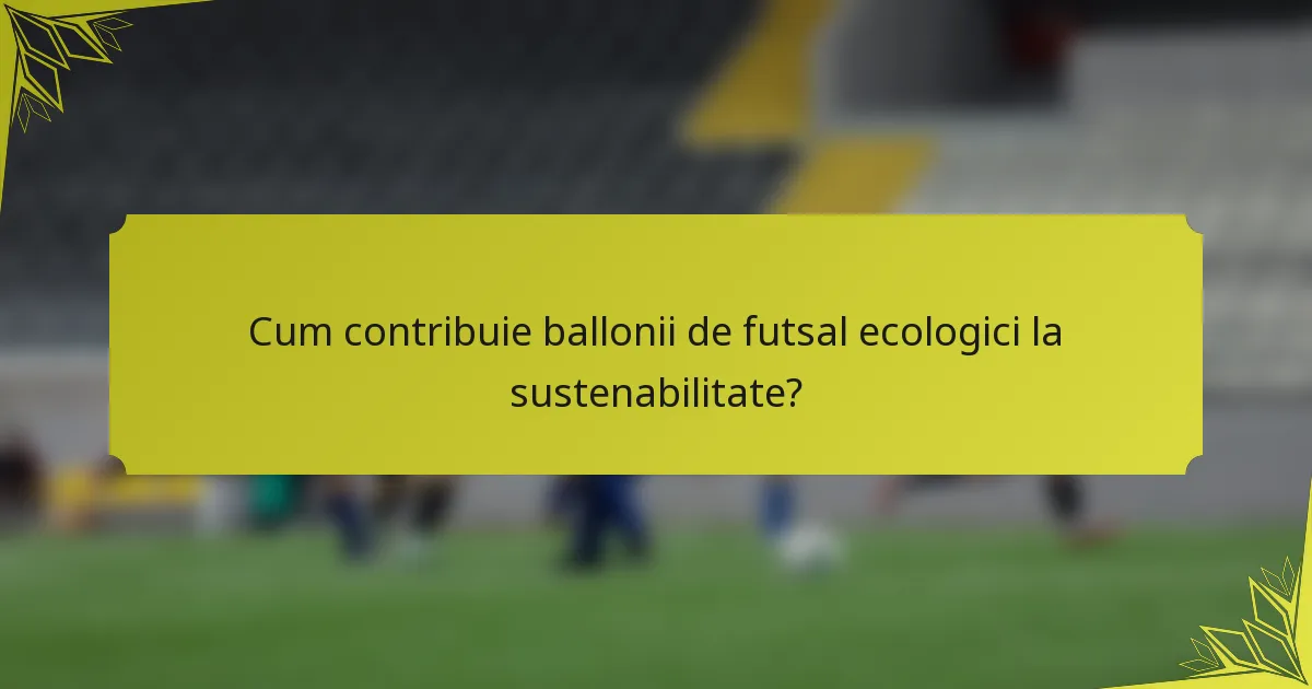 Cum contribuie ballonii de futsal ecologici la sustenabilitate?