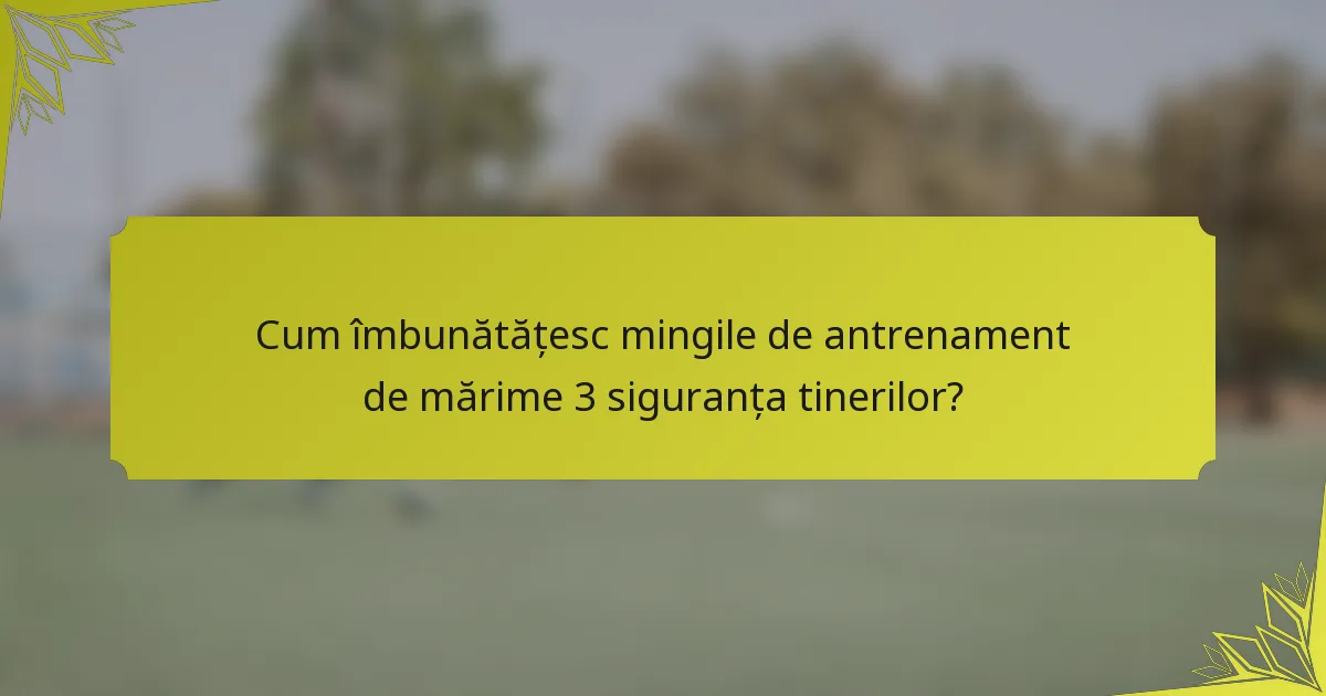 Cum îmbunătățesc mingile de antrenament de mărime 3 siguranța tinerilor?