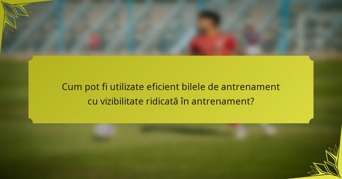 Cum pot fi utilizate eficient bilele de antrenament cu vizibilitate ridicată în antrenament?