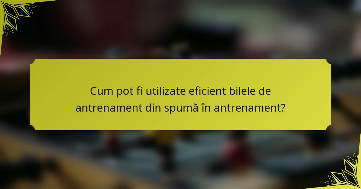 Cum pot fi utilizate eficient bilele de antrenament din spumă în antrenament?